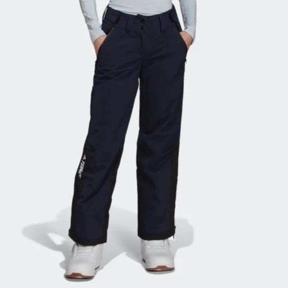 NWT Adidas TWO-LAYER INSULATED STRETCH Skiing Snow PANTS size M in blue/black - Picture 3 of 5